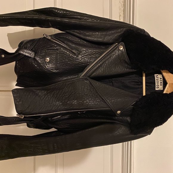 Acne Studios Mape Black Leather Jacket sz 38 - Picture 9 of 11